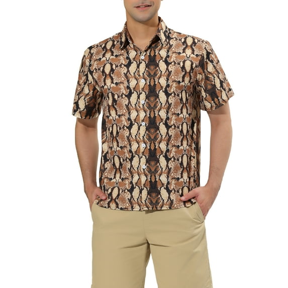 INSPIRE CHIC Men's Animal Print Short Sleeves Casual Summer Printed Shirts