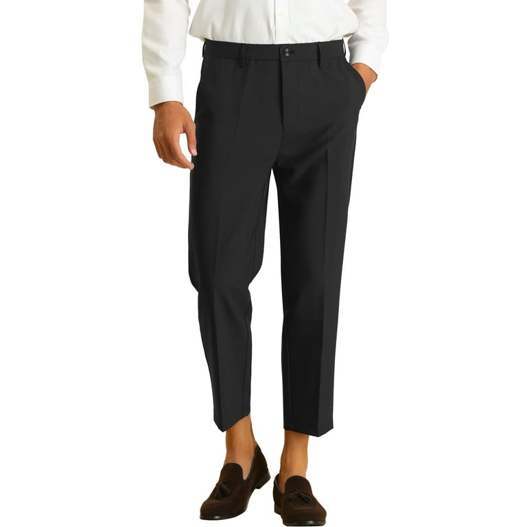 Cropped Business Pant for Men Slim Fit Ankle Length Flat Front