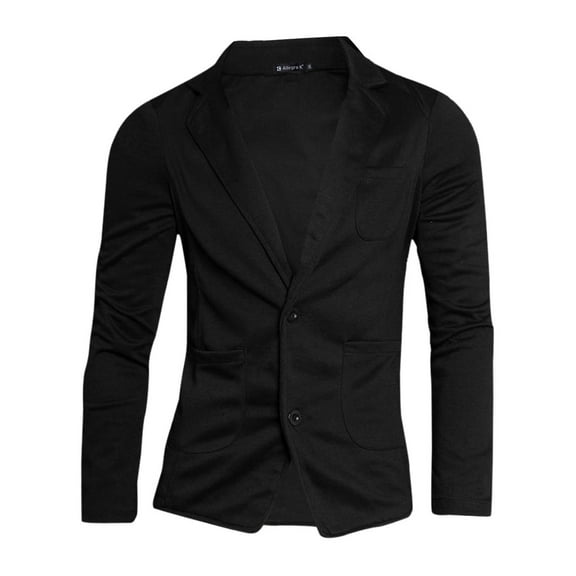 INSPIRE CHIC Men's Coat Notched Lapel Long Sleeve Knit Blazer with Pockets Black 38