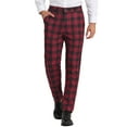 thumbnail image 1 of INSPIRE CHIC Men's Business Plaid Lightweight Regular Fit Flat Front Checked Pants 30 Black Red, 1 of 7