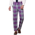 thumbnail image 1 of INSPIRE CHIC Men's Business Plaid Lightweight Regular Fit Flat Front Checked Pants 28 Purple, 1 of 7