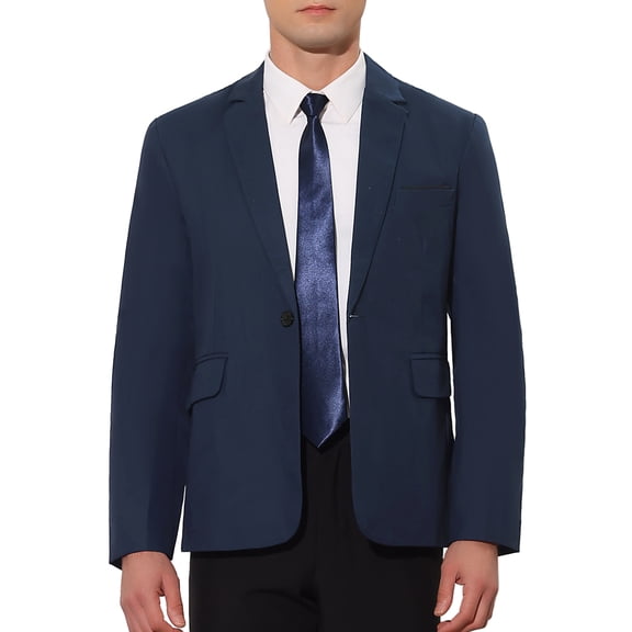 INSPIRE CHIC Men's Blazer One Button Notched Lapel Chest Pocket Front Flap Blazer 2XL Dark Blue