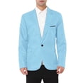 thumbnail image 1 of INSPIRE CHIC Men's Blazer One Button Notched Lapel Chest Pocket Front Flap Blazer S Light Blue, 1 of 6