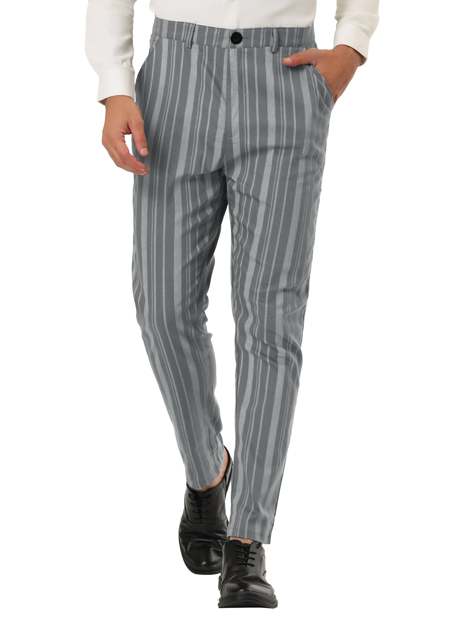 Lars Amadeus Men's Striped Pants Casual Skinny Fit Color Block