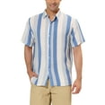 thumbnail image 1 of Lars Amadeus Men's Button Down Point Collar Short Sleeve Vertical Striped Shirt, 1 of 6