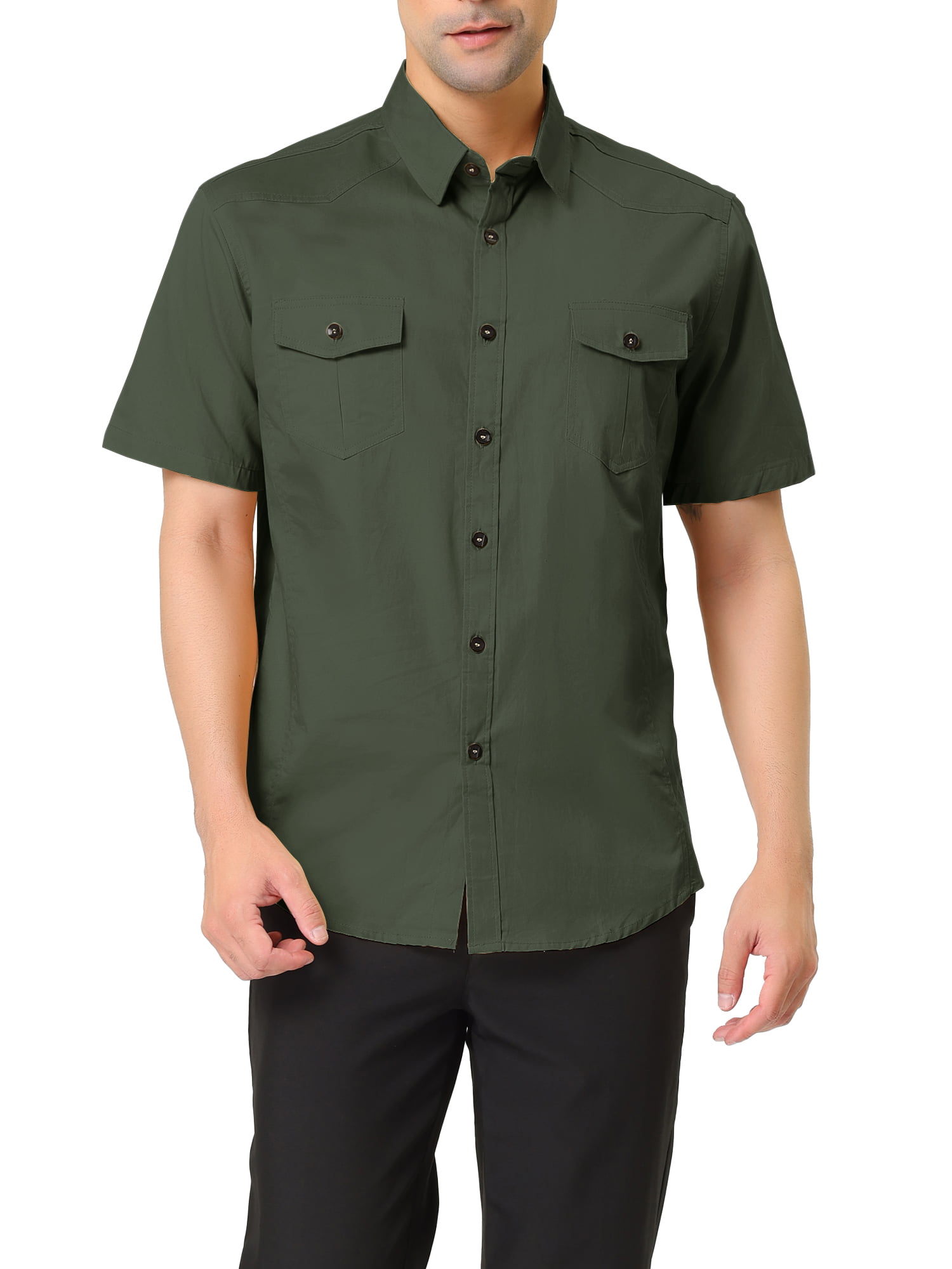 Lars Amadeus Men's Cargo Short Sleeves Button Down Safari Shirts