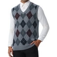 thumbnail image 1 of INSPIRE CHIC Men's Vests Argyle Knit Slim Fit Sleeveless Contrast Color Pullover Vest M Dark Gray, 1 of 7