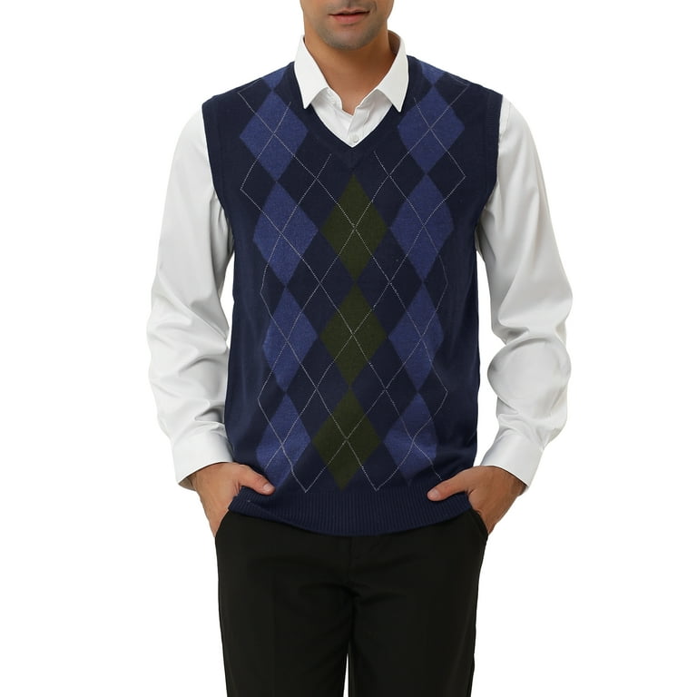 Sweater Vest Vintage Argyle Pullover Sweater INSPIRE CHIC Men's