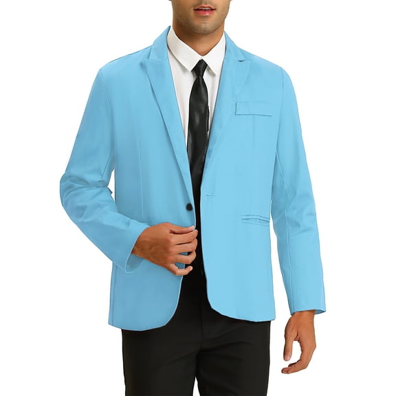 INSPIRE CHIC Men's Casual Blazer One Button Lightweight Slim Fit Jacket M Light Blue