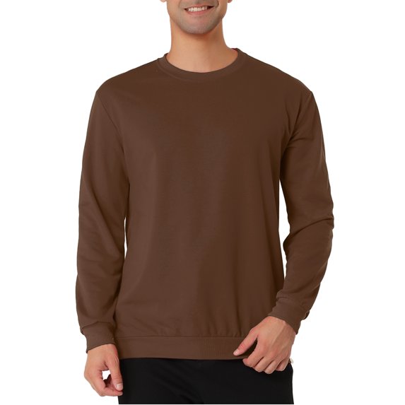 Lars Amadeus Men's Casual Long Sleeve Solid Color Basic Round Neck Pullover Sweatshirt