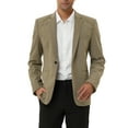 thumbnail image 1 of INSPIRE CHIC Men's Casual Plaid Sports Coat Notched Lapel Button Houndstooth Blazer M Khaki, 1 of 6