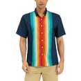 thumbnail image 1 of Lars Amadeus Men's Casual Printed Color Block Point Collar Short Sleeves Shirts, 1 of 6