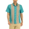 thumbnail image 1 of Lars Amadeus Men's Casual Printed Color Block Point Collar Short Sleeves Shirts, 1 of 6