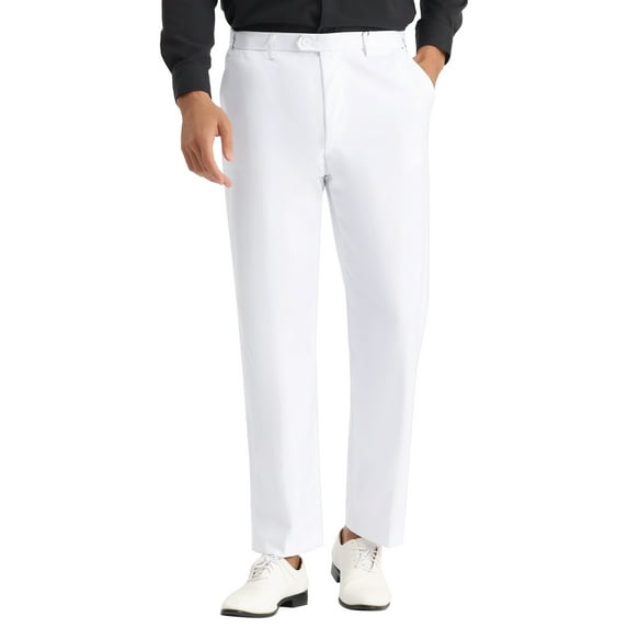 INSPIRE CHIC Men's Casual Straight Fit Comfort Stretch Flat Front Chino Pants 32 White