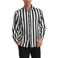 thumbnail image 1 of INSPIRE CHIC Men's Shirts Vertical Striped Long Sleeve Button Up Regular Fit Casual Shirt M Black White, 1 of 7