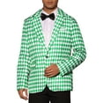 thumbnail image 1 of INSPIRE CHIC Men's Diamond Pattern Blazer Slim Fit Casual Lightweight Sports Coat 2XL Green White, 1 of 5