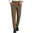 thumbnail image 1 of INSPIRE CHIC Men's Classic Plaid Dress Flat Front Checked Office Prom Trousers 36 Brown, 1 of 7