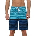 thumbnail image 1 of INSPIRE CHIC Men's Color Block Stripes Pattern Drawstring Waist Swimwear Shorts 30 Blue, 1 of 6