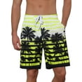 thumbnail image 1 of INSPIRE CHIC Men's Color Block Tropical Trees Printed Striped Beach Shorts 30 Yellow, 1 of 5