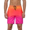 thumbnail image 1 of INSPIRE CHIC Men's Shorts Contrast Color Drawstring Waist Beach Swimwear Shorts 36 Orange, 1 of 5