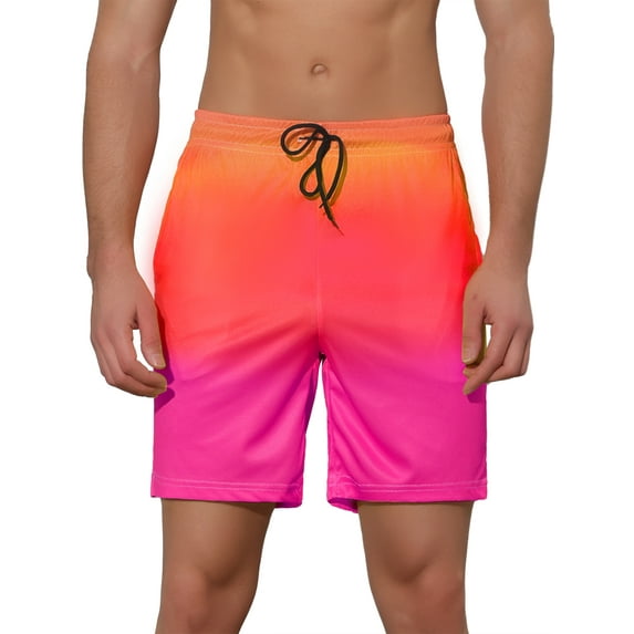 INSPIRE CHIC Men's Shorts Contrast Color Drawstring Waist Beach Swimwear Shorts 36 Orange