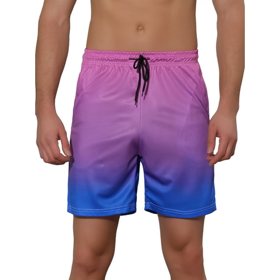 INSPIRE CHIC Men's Contrasting Colors Patterned Beach Swimming Board Shorts 34 Blue