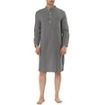 thumbnail image 1 of INSPIRE CHIC Men's Sleepshirt Banded Henley Collar  Shirt Pajamas Nightgown S Dark Gray, 1 of 5