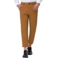 thumbnail image 1 of INSPIRE CHIC Men's Cropped Dress Business Pants Straight Fit Flat Front Suit Trousers 36 Brown, 1 of 7
