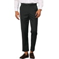 thumbnail image 1 of Lars Amadeus Men's Cropped Dress Pant Flat Front Solid Color Business Trousers, 1 of 5