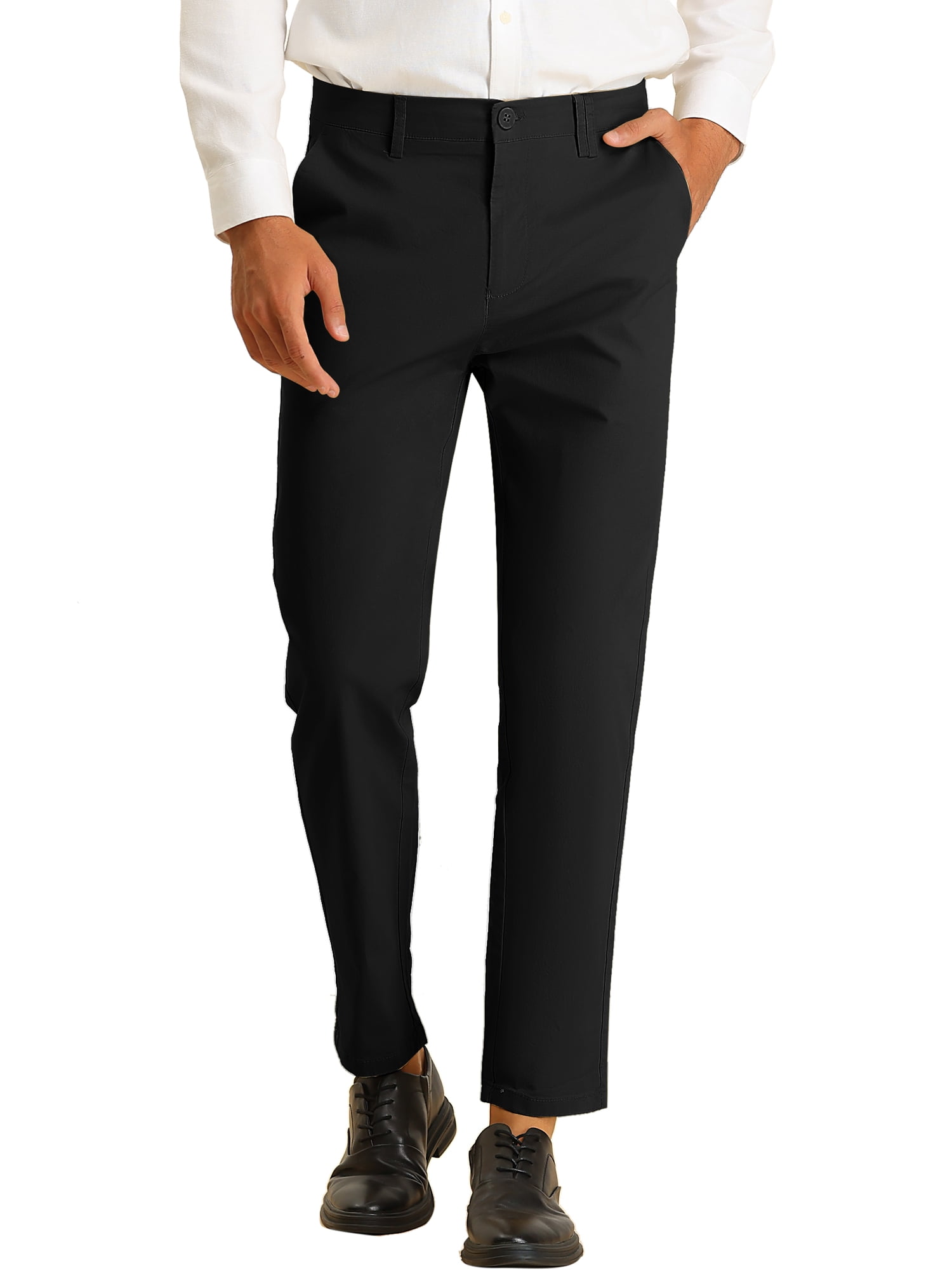 Lars Amadeus Men s Cropped Dress Pants Solid Color Regular Fit