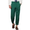 thumbnail image 1 of INSPIRE CHIC Men's Cropped Formal Solid Color Double Pleated Dress Pants 30 Dark Green, 1 of 5