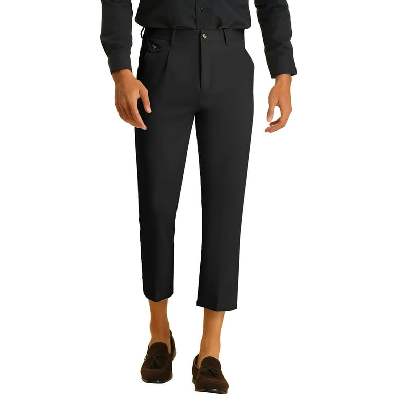Suit Trousers Mens Slim Cropped Pants Grey Mens Slim Fit Cropped