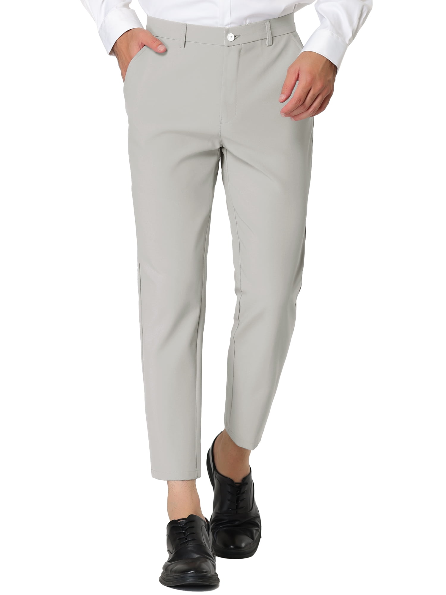 Lars Amadeus Men's Cropped Pants Slim Fit Flat Front Ankle-Length