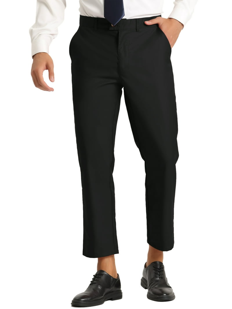 INSPIRE CHIC Men's Cropped Pants Slim Fit Flat Front Ankle
