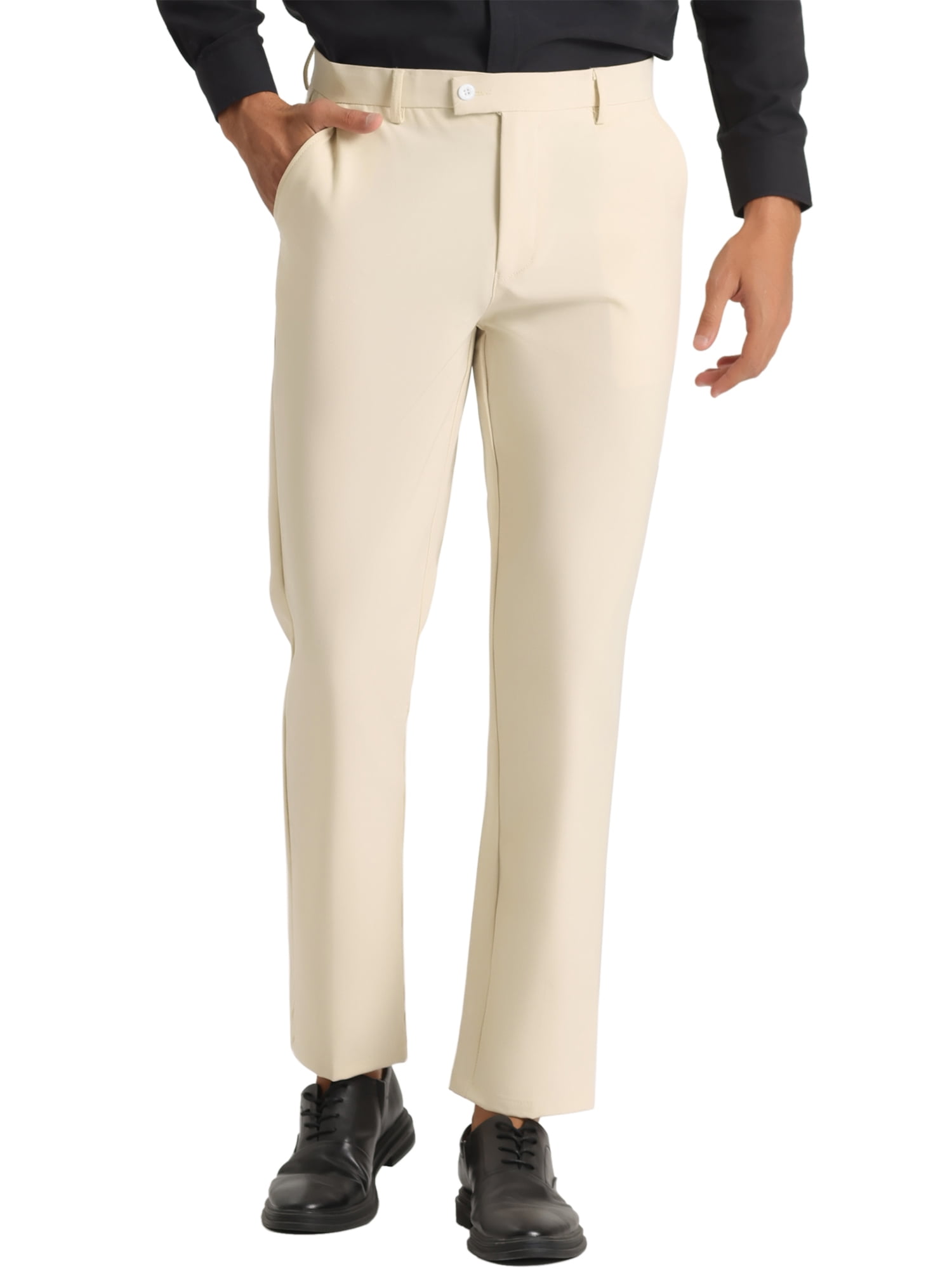 Lars Amadeus Men's Cropped Pants Slim Fit Flat Front AnkleLength Dress