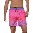 thumbnail image 1 of INSPIRE CHIC Men's Drawstring Waist Colorful Pattern Hawaiian Swim Board Shorts 30 Pink, 1 of 6