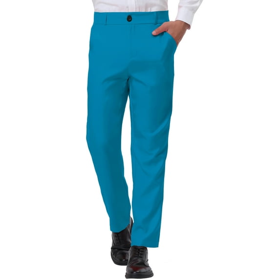 INSPIRE CHIC Men's Dress Business Pants Classic Fit Flat Front Suit Trousers