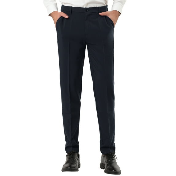 INSPIRE CHIC Men's Dress Business Pants Classic Fit Flat Front Suit Trousers