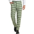 thumbnail image 1 of INSPIRE CHIC Men's Dress Pant Flat Front Stretch Business Plaid Pants 38 Green Beige, 1 of 7