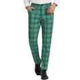 thumbnail image 1 of INSPIRE CHIC Men's Pants Plaid Casual Regular Fit Flat Front Stretch Checked Trousers 28 Green Yellow, 1 of 7