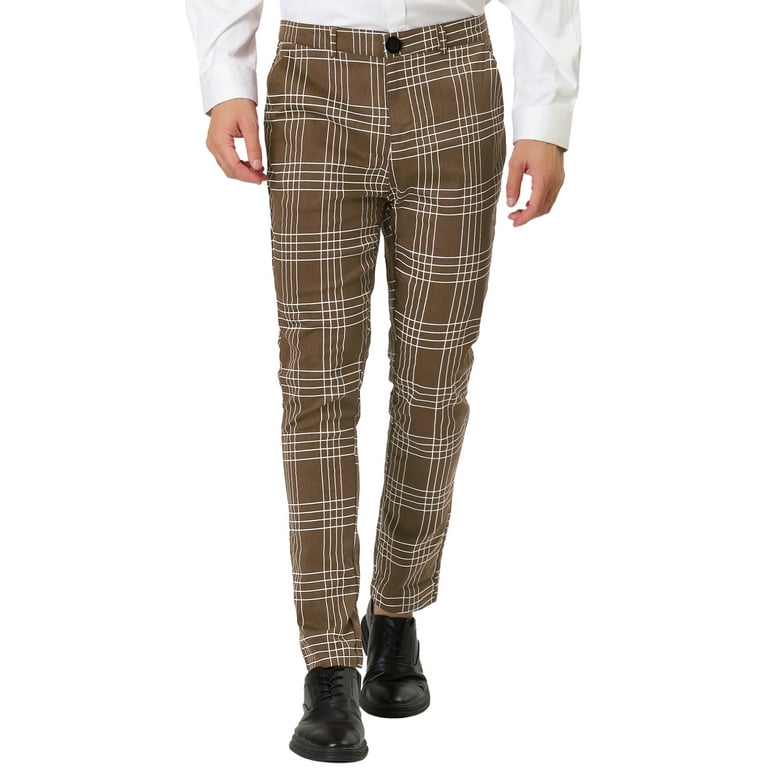 INSPIRE CHIC Men's Dress Plaid Pants Formal Printed Checked