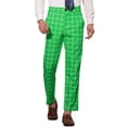thumbnail image 1 of INSPIRE CHIC Men's Dress Plaid Printed Business Checked Pants 30 Green White, 1 of 7
