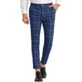 thumbnail image 1 of Lars Amadeus Men's Dress Plaid Slim Fit Flat Front Business Checked Trousers, 1 of 6
