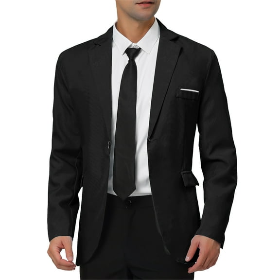 INSPIRE CHIC Men's Coat Slim Fit Blazer Single Breasted One Button Formal Coat S Black