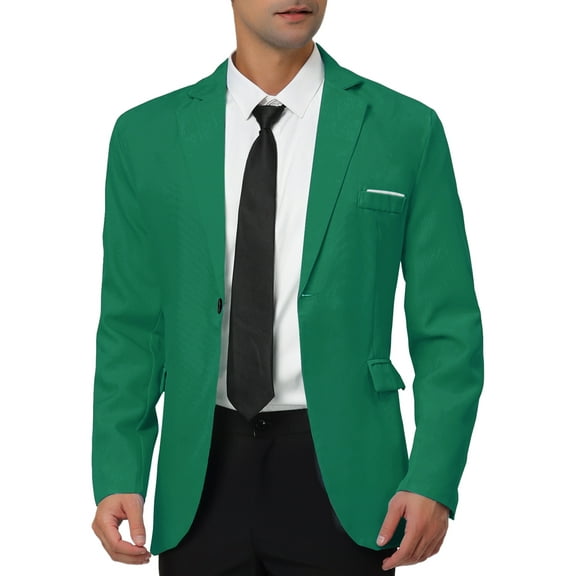 INSPIRE CHIC Men's Coat Slim Fit Blazer Single Breasted One Button Formal Coat S Green