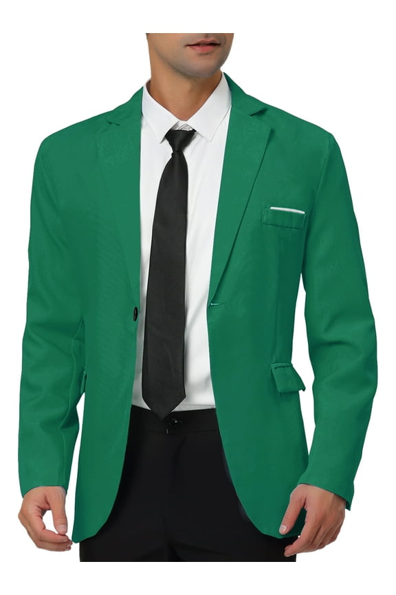Men's Coat Slim Fit Blazer Single Breasted One Button Formal Coat S Green