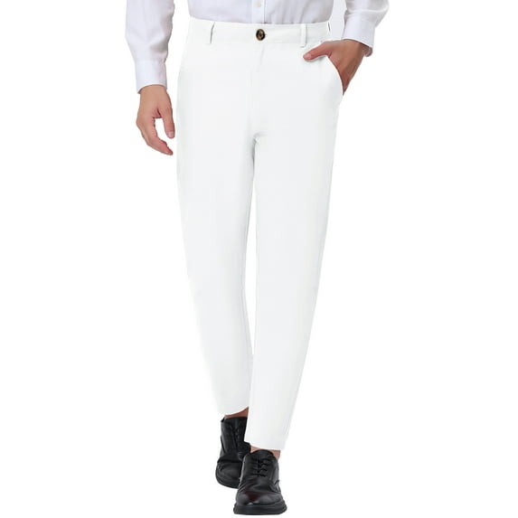 INSPIRE CHIC Men's Dress Solid Color Pants Straight Front Chino Slacks
