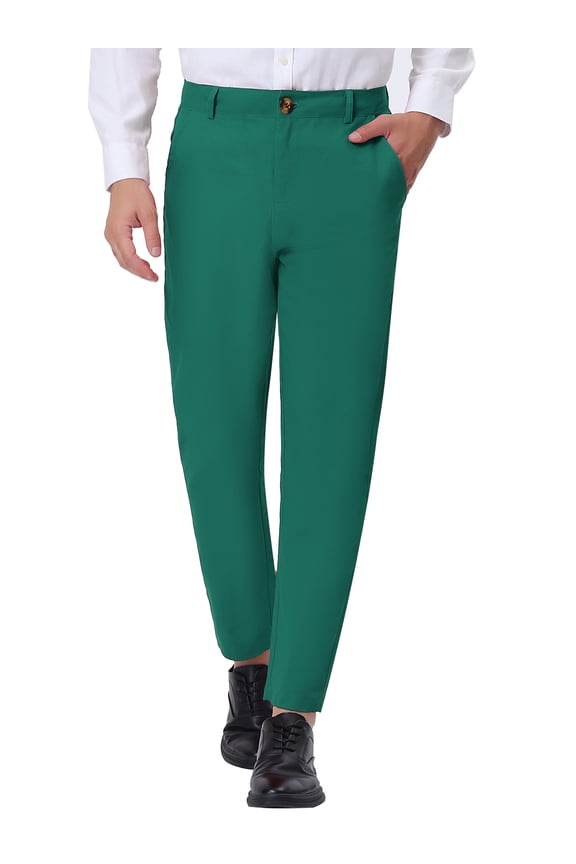 Men's Dress Solid Color Pants Straight Front Chino Slacks
