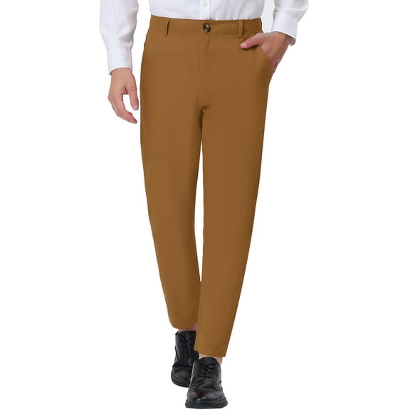 INSPIRE CHIC Men's Dress Solid Color Pants Straight Front Chino Slacks