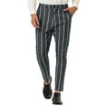 thumbnail image 1 of Lars Amadeus Men's Dress Stripe Pants Slim Fit Flat Front Business Trousers, 1 of 6